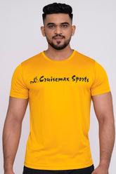 Solid Dye Round Neck T-Shirts Mustard Charcoal (D)